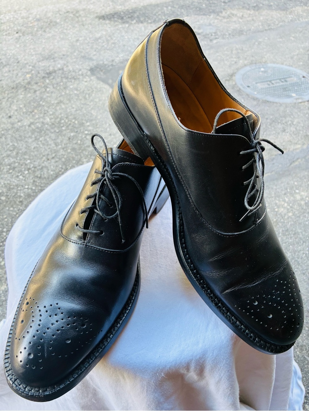 Jack Erwin Fullgrain Black Men's Leather Brogues, Size 8.5
